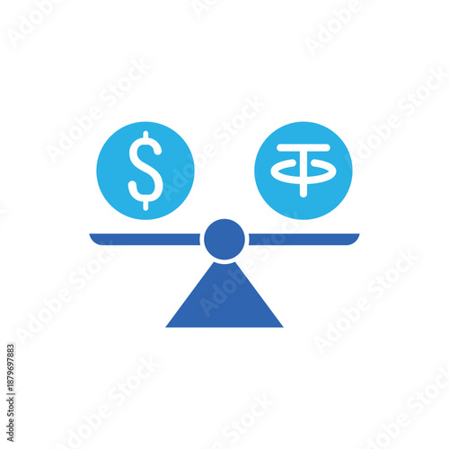 Icon a Stable coin balance on scale, isolated against a clean background.