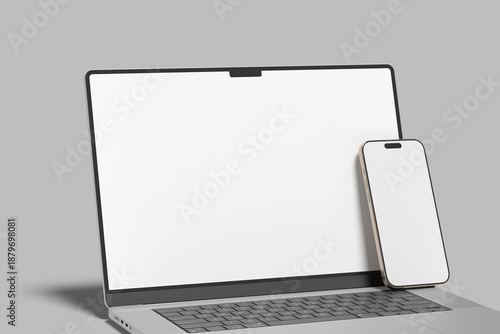 Laptop and Phone Realistic Blank Mockup