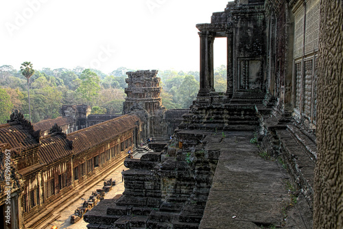 Angkor, Cambodia. Views from inside and outside the Angkor Wat temple.