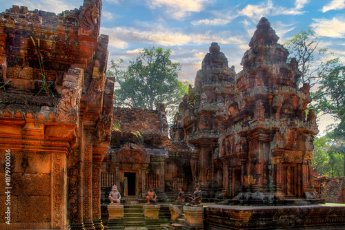 Angkor, Cambodia. Views from inside and outside the Angkor Wat temple.