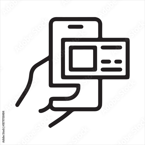 Hand holding smartphone displaying digital identification card icon