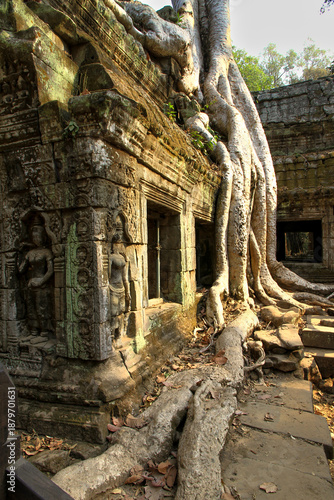 Angkor, Cambodia. Views from inside and outside the Angkor Wat temple.