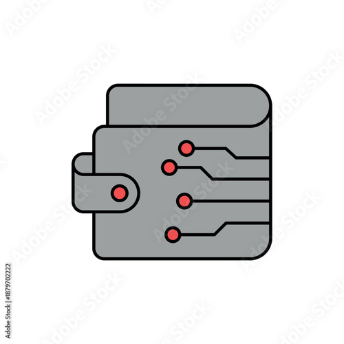 Icon a DeFi digital wallet with circuit lines, isolated against a clean background.