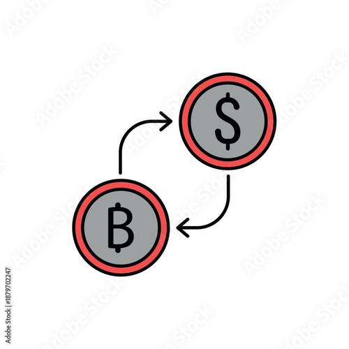 Icon a Flash swap bitcoin to dollar exchange, isolated against a clean background.