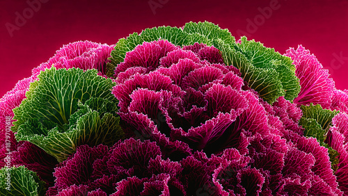 Feuilles de salade rose et verte