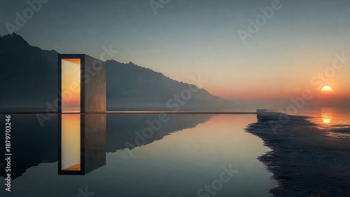 Arche lumineuse au bord de l'eau