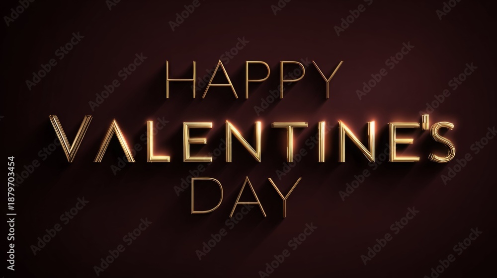 Obraz premium Elegant 'Happy Valentine's Day' text in golden letters on a dark background.