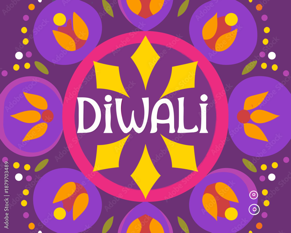 Obraz premium A vibrant diwali design featuring colorful shapes and festive lettering