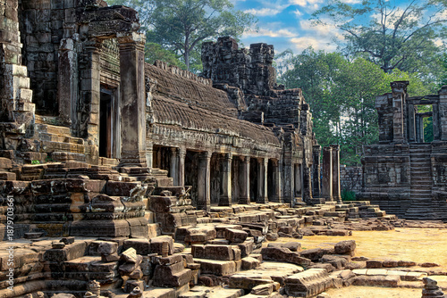 Angkor, Cambodia. Views from inside and outside the Angkor Wat temple.