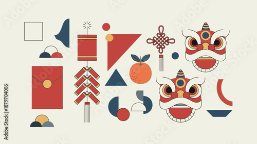 Chinese New Year Lion Dance Masks Decorations.