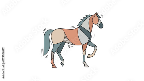 Multicolored Horse Illustration Running Freely.