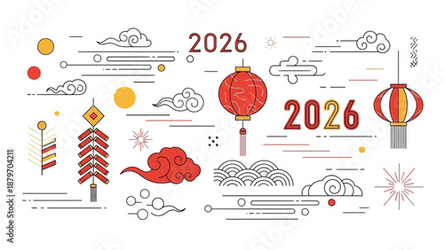 Chinese New Year 2026 Celebration Elements.
