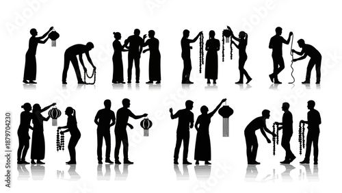 Musicians Playing Various Instruments Silhouettes.