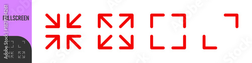 Expand, minimize and fullscreen icons with arrow and resize icons for navigation, expansion, and adjustment . Perfect for web, app interfaces. Color icon set	
