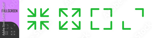 Expand, minimize and fullscreen icons with arrow and resize icons for navigation, expansion, and adjustment . Perfect for web, app interfaces. Color icon set	
