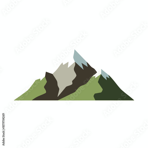 Majestic Mountain Landscape with Green and Snowy Peaks