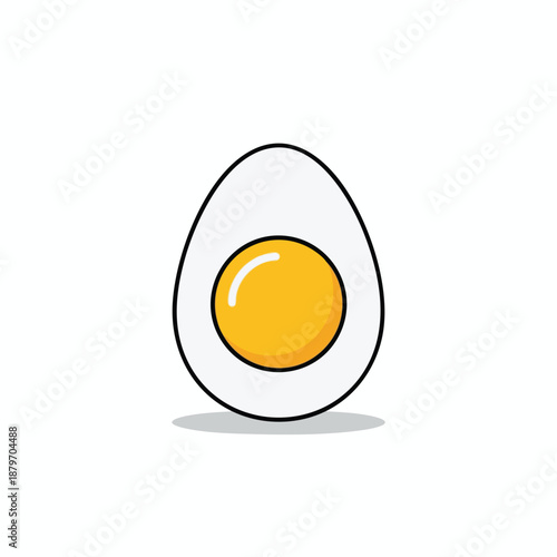 Cartoon fried egg on white background