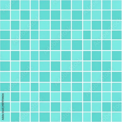 A grid of aqua and teal squares with white grout lines