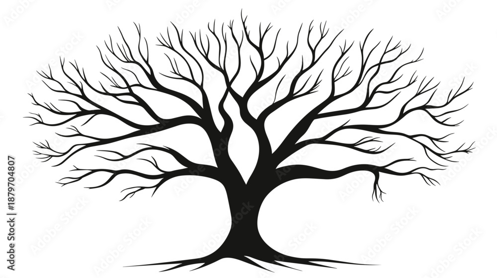 Obraz premium Bare Tree Silhouette with Branches Outstretched.