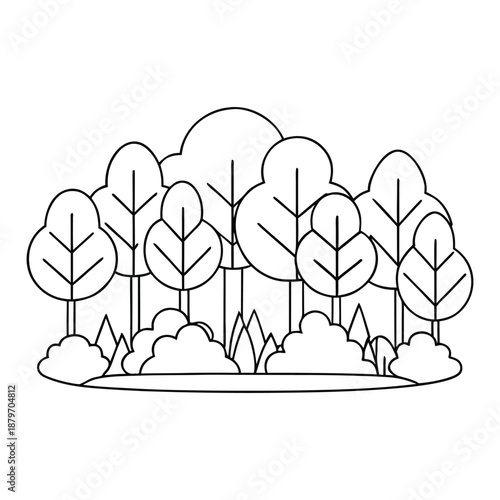 Peaceful forest landscape filled with tall trees and lush green leaves, sunlight filtering through the canopy, creating a calm natural scene full of fresh air and quiet beauty.
