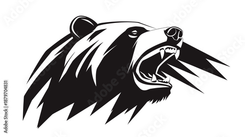 Black and White Bear Head Illustration 3.