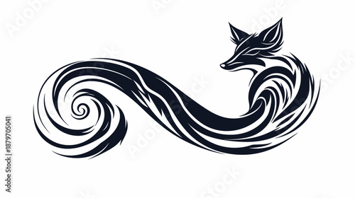 Black and White Fox Illustration Art.