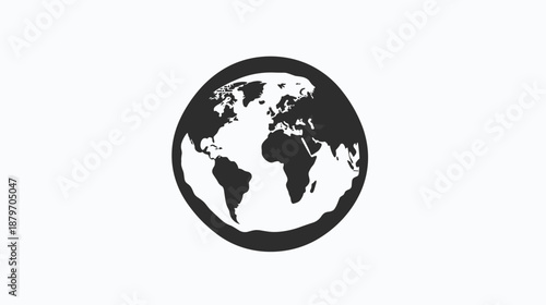 Black and White Globe Icon Illustration 1.