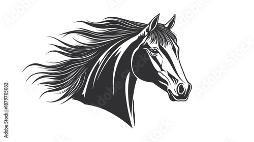 Black and White Horse Head Illustration 3.