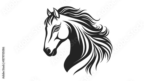 Black and White Horse Head Illustration.