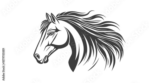 Black and White Horse Head Illustration 2.