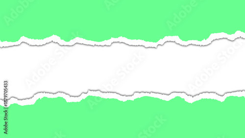 Realistic torn or ripped light green paper with edges isolated on transparent background. Torn Paper in the middle with empty center perfect for stylish designs and mockup. Vector illustration.