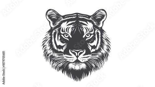 Black and White Tiger Head Illustration 5.