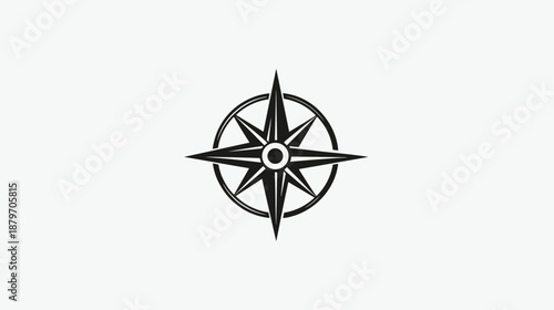 Black Compass Rose Illustration on White.