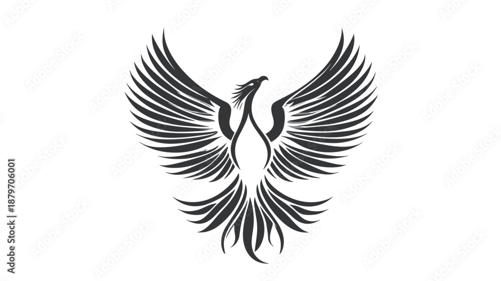 Obraz premium Black Phoenix Bird Silhouette Illustration.