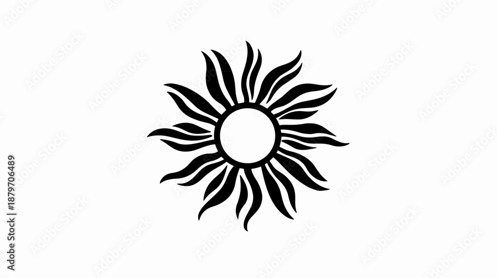 Obraz premium Black Sun Icon with Radiating Rays 2.