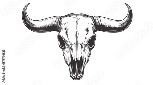 Detailed illustration of a bull skull.