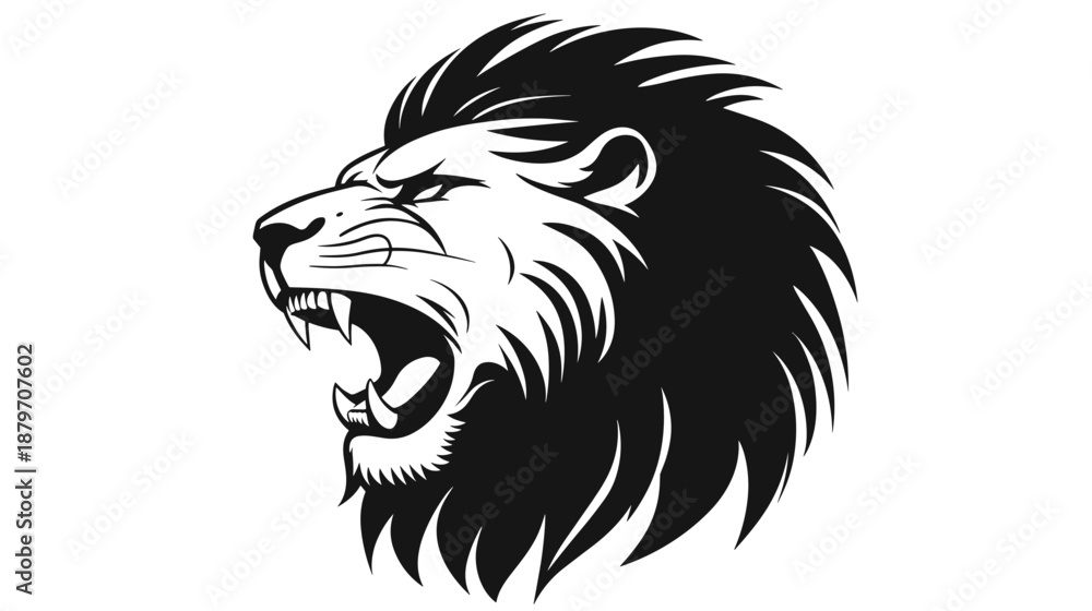Fototapeta premium Illustration of a Roaring Lion Head.