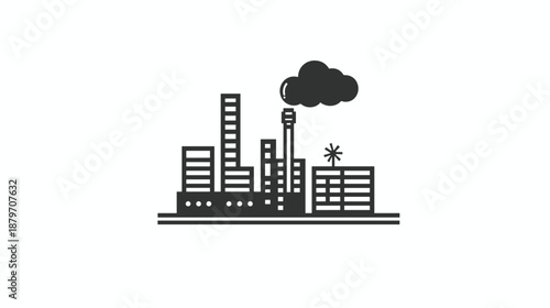 Industrial Cityscape with Pollution and Smoke.