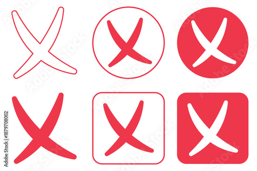 Cancel Icon Set. Ban Sign Vector Illustration. Close Symbol, Red Cross Sign Isolated On White Background. 