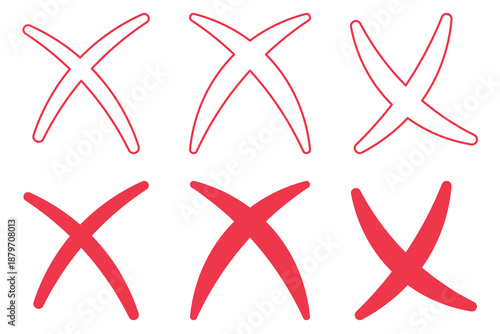 Cancel Icon Set. Ban Sign Vector Illustration. Close Symbol, Red Cross Sign Isolated On White Background. 