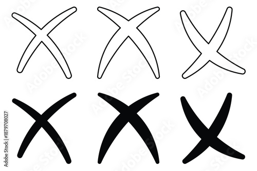 Cancel Icon Set. Ban Sign Vector Illustration. Close Symbol, Black Cross Sign Isolated On White Background. 