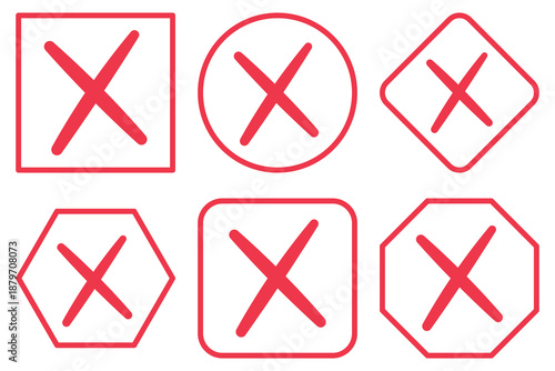 Cancel Icon Set. Ban Sign Vector Illustration. Close Symbol, Red Cross Sign Isolated On White Background. 