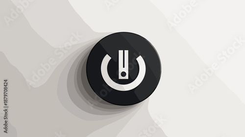 Power Button with White Symbol on Black.