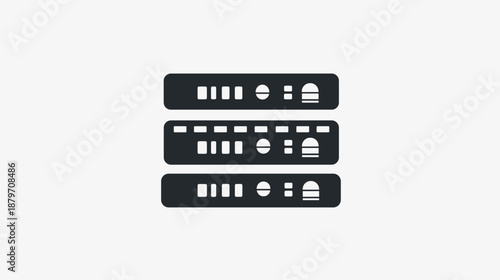 Server Racks with Icons and Buttons.
