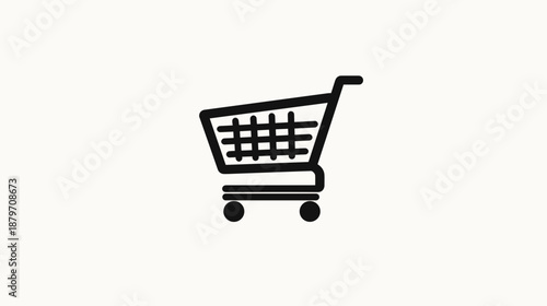 Simple Black Shopping Cart Icon Illustration.