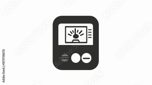 Simple Black Portable Alarm Clock Icon.