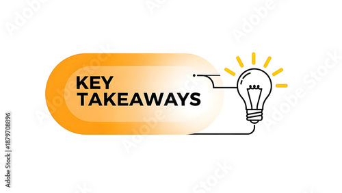 Key takeaways concept with lightbulb moment on black