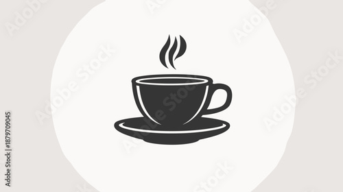Steaming Coffee Cup on Saucer Illustration.