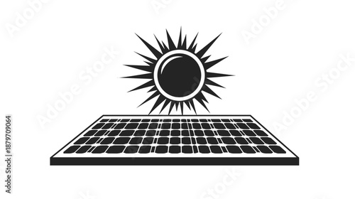 Solar Panel with Sun Symbol Illustration 1.