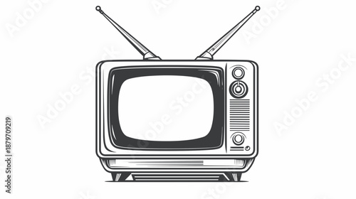 Vintage Television Set with Antennae.